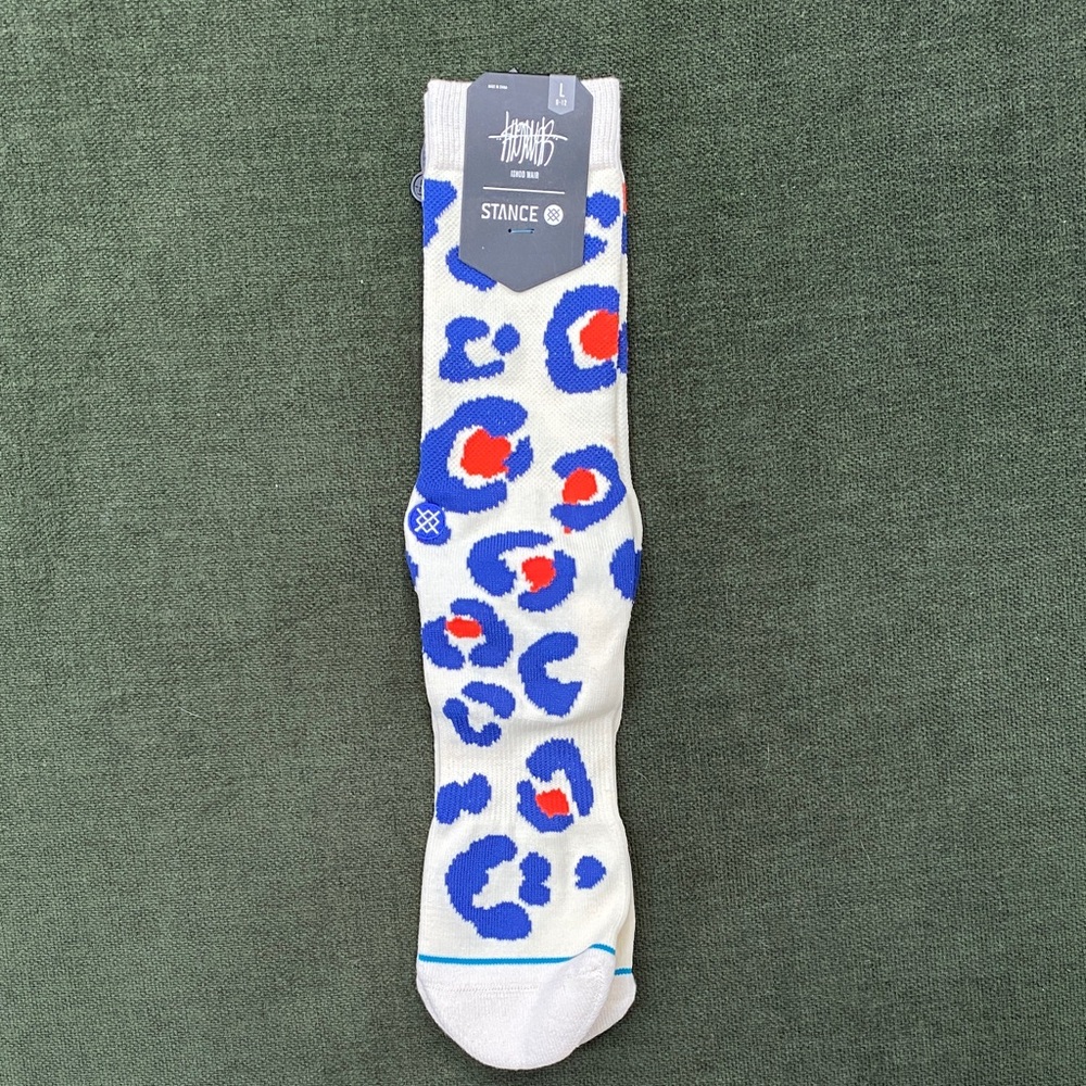 Stance Blue and Red Leopard Patterned Socks